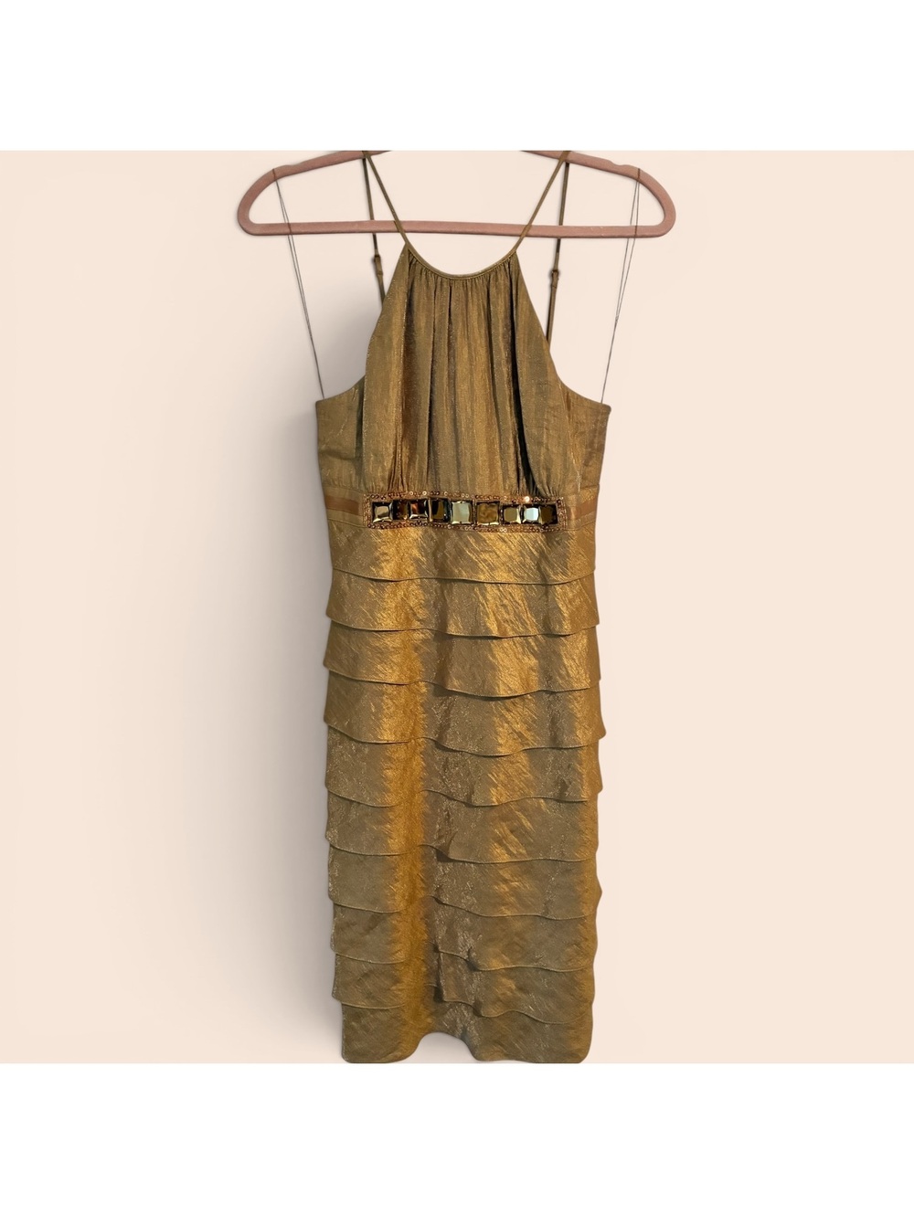 Adrianna Papell Gold Dress 8